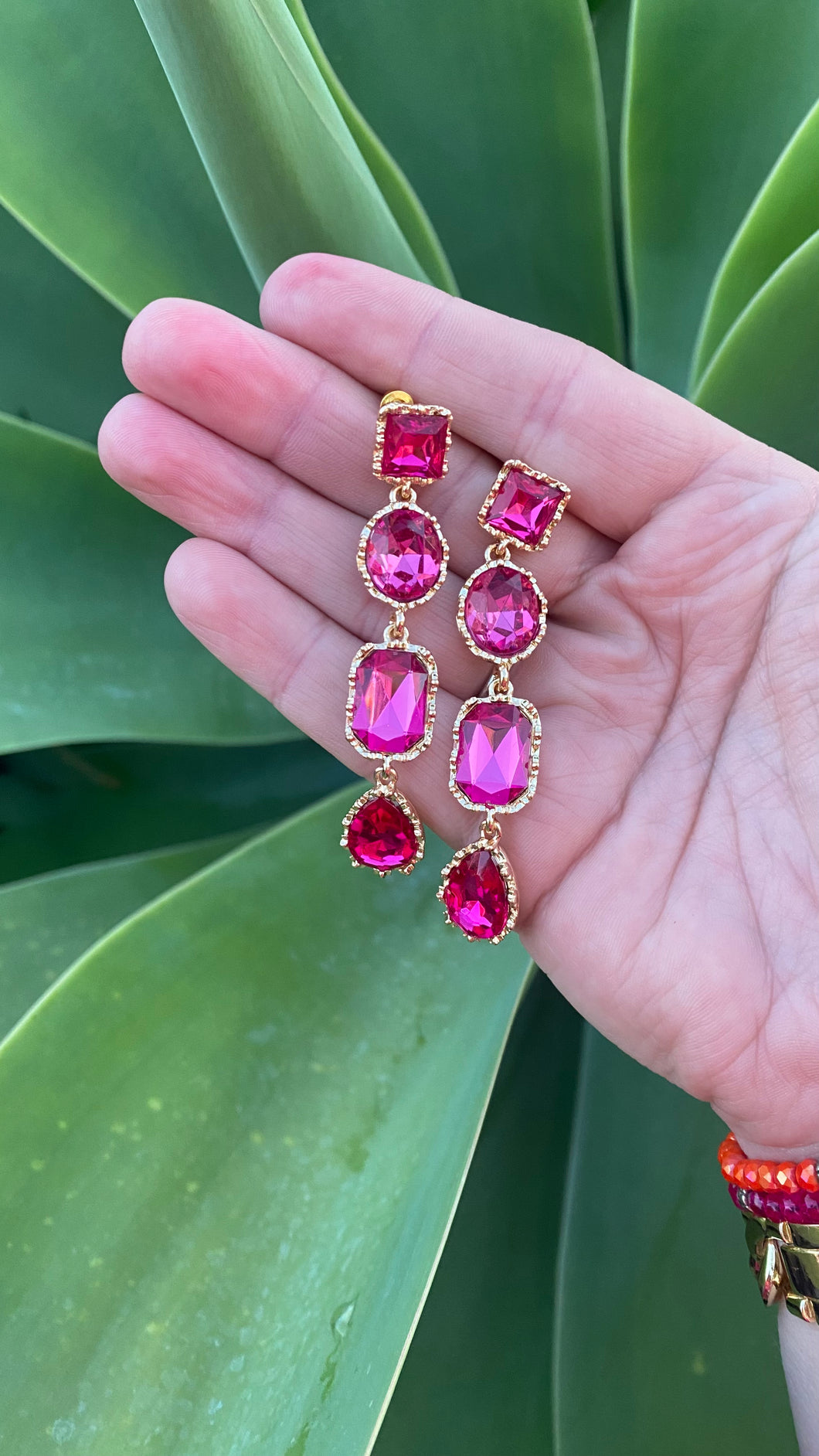 Brilliant Pink Dangle Gemstone Earrings