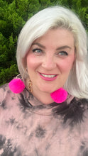 Load image into Gallery viewer, Electric Pink Party Balls!-Pom Pom Dangle Earrings
