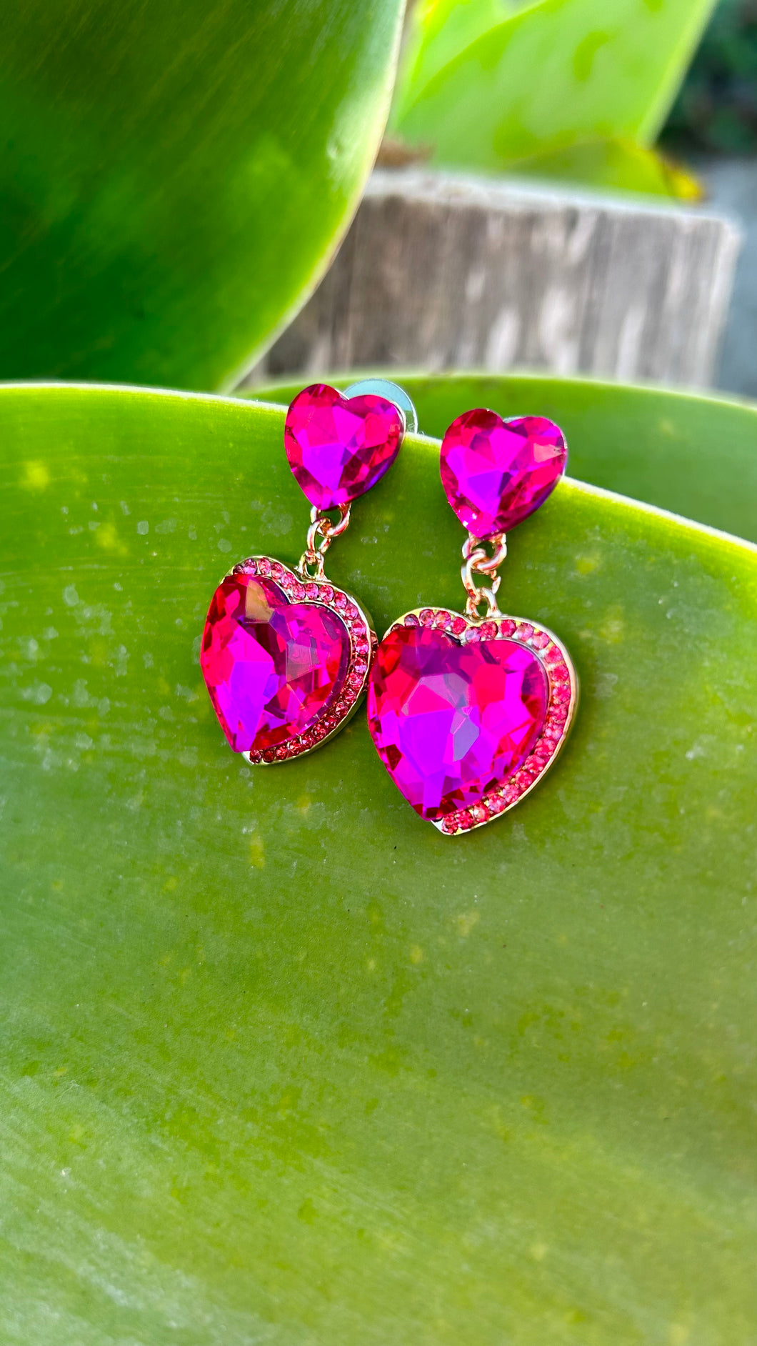 Dazzling Pink Double Heart Drops