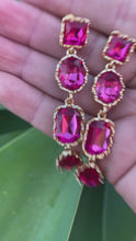 Load and play video in Gallery viewer, Brilliant Pink Dangle Gemstone Earrings
